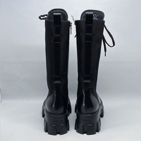 Prada Lug-Sole Tall Leather Combat Boots size 35 - Picture 13 of 16